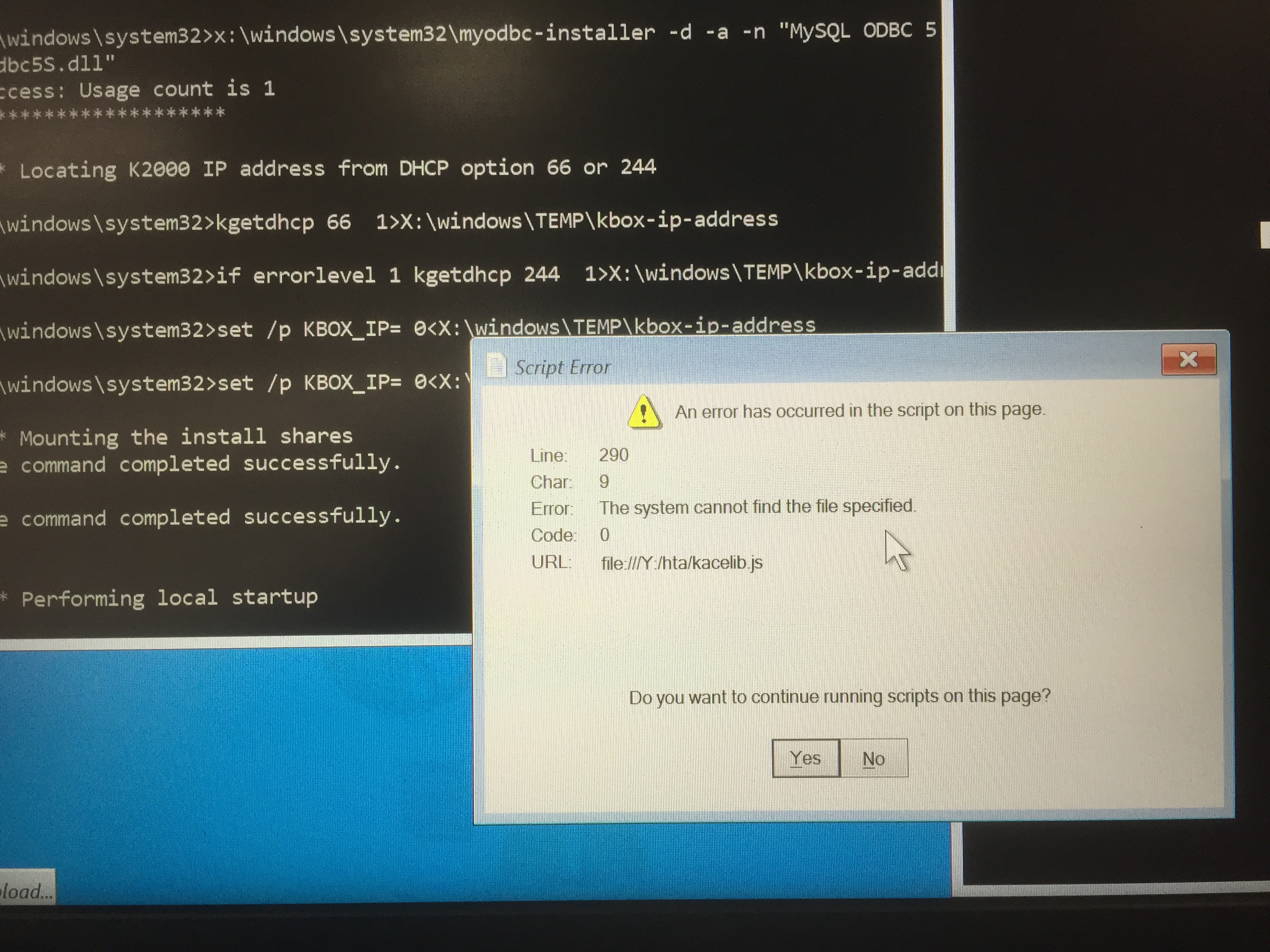 The system cannot find the file specified (4299155)